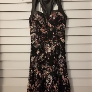 Material Girl pleather and lace and floral dress